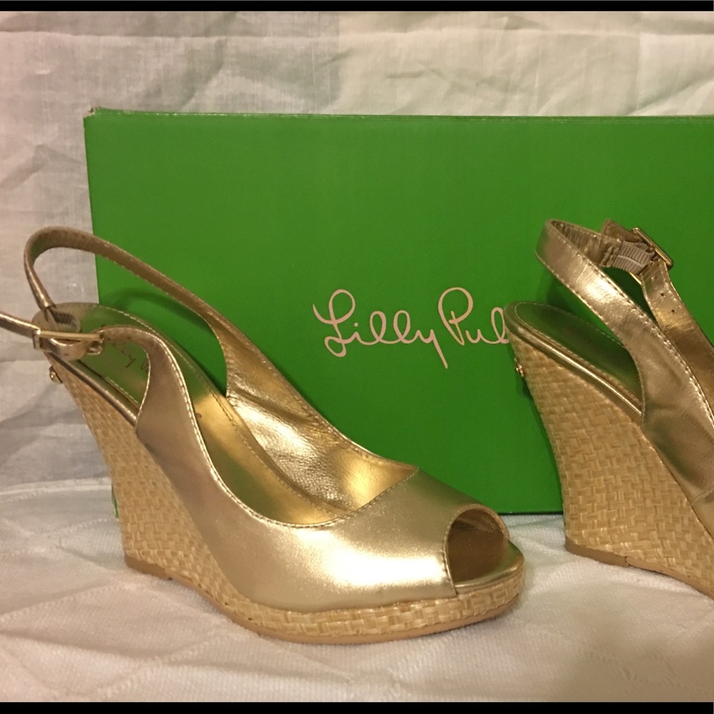Lilly Pulitzer Kristen Gold Wedges